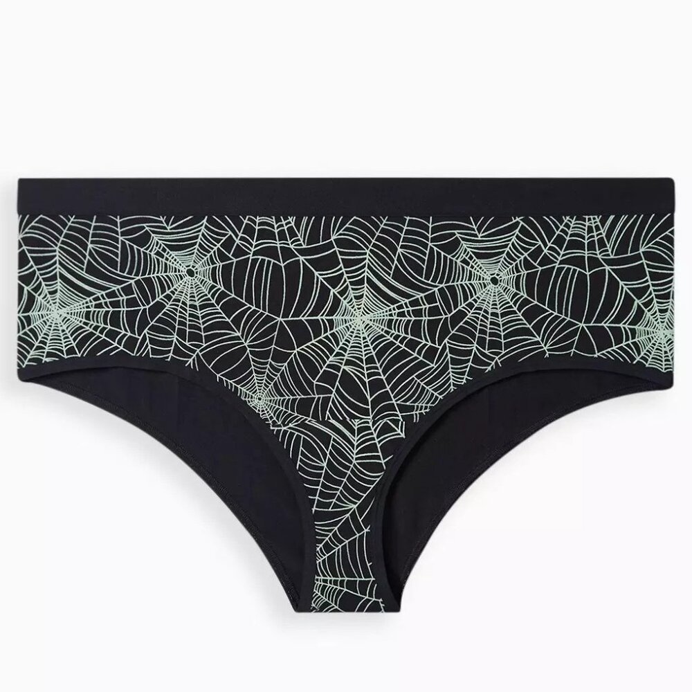 🆕️ Torrid Black and Green Spiderweb Cotton Mid-Rise Cheeky Panty
